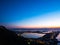 Phlegraean Fields and the Gulf of Naples at dawn with the Vesuvius volcano in the background, a beautiful panorama