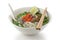 Pho bo , Vietnamese rice noodle soup with sliced r