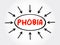 Phobia - anxiety disorder defined by a persistent and excessive fear of an object or situation, text concept with arrows