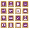 Phobia symbols icons set purple