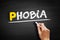 Phobia text on blackboard