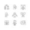 Phobias and its symptoms linear icons set