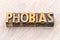 Phobias word abstract in wood type