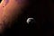 Phobos and Deimos, Mars I and Mars II, orbiting around Mars planet
