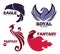 Phoenix bird or fantasy eagle logo templates set for security or innovation company.