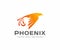 Phoenix bird logo design. Flying fire bird vector design