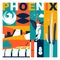 Phoenix culture travel set vector