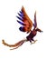 Phoenix fantasy brightly coloured bird swooping down with claws outstretched. 3D illustration isolated