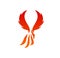 Phoenix, fantasy flaming bird icon or symbol