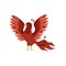 Phoenix fire bird fantasy magic creature, flat vector illustration isolated.