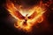 Phoenix is flying burning with fire. Birds. Mythical creatures.by Generative AI