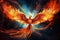 Phoenix is flying burning with fire. Birds. Mythical creatures.by Generative AI