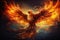 Phoenix is flying burning with fire. Birds. Mythical creatures.by Generative AI