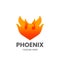 Phoenix logo template. Abstract bird made of flame.