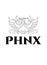 Phoenix luxury vector black contour outlined logo isolated on white background.