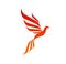 Phoenix, magic fire bird icon or abstract symbol