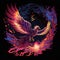 Phoenix Reborn: Fiery Wings Descending to Earth from Space, generative ai