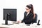 Phone assistant and administrator woman in office