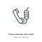 Phone auricular with cable outline vector icon. Thin line black phone auricular with cable icon, flat vector simple element