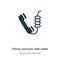 Phone auricular with cable vector icon on white background. Flat vector phone auricular with cable icon symbol sign from modern