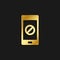 phone, block gold icon. Vector illustration of golden style