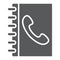 Phone book glyph icon, contact and telephone