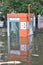 A phone booth is underwater in a flooded street of Bangkok, Thailand, on the 06 November 2011