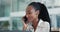 Phone call, contact and business woman in office with negotiation and conversation. African female professional