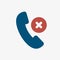 Phone call icon, technology icon with cancel sign. Phone call icon and close, delete, remove symbol