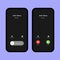 Phone call screen set interface template. Slide to answer. Accept button, decline button. Incoming call. Smartphone, Phone call