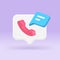 Phone call telephone chat helpdesk assistance quick tips application 3d icon realistic vector