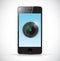 Phone and camera lens illustration design