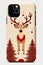 Phone case with reindeer wearing red scarf and red bow. Generative AI
