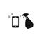 Phone Cleaning black isolated vector icon.