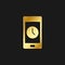 phone, clock, time gold icon. Vector illustration of golden style
