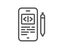 Phone code line icon. Smartphone app sign. Vector