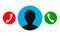 Phone contact with handset icon, profile symbol, flat person icon, take a phone - vector