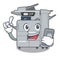 With phone copier machine in the cartoon shape