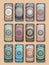 Phone cover collection, boho style pattern. Vector background. V