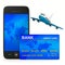Phone and credit card and airplane