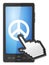 Phone cursor and peace symbol