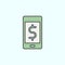 phone, dollar, money color vector icon, vector illustration