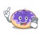 With phone donut blueberry character cartoon