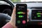 Phone in eco electric car touch multimedia system charging battery