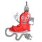 With phone electric drill in the cartoon shape
