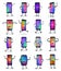 Phone emojji vector smartphone emoticon character and mobilephone or cellphone expression gadgets illustration set of