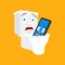 Phone fell into toilet cartoon. Smartphone in wc. vector illustration