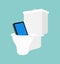 Phone fell into toilet. Smartphone in wc. vector illustration