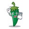 With phone green chili character cartoon