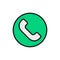 Phone handset, call center, telephone flat color line icon.